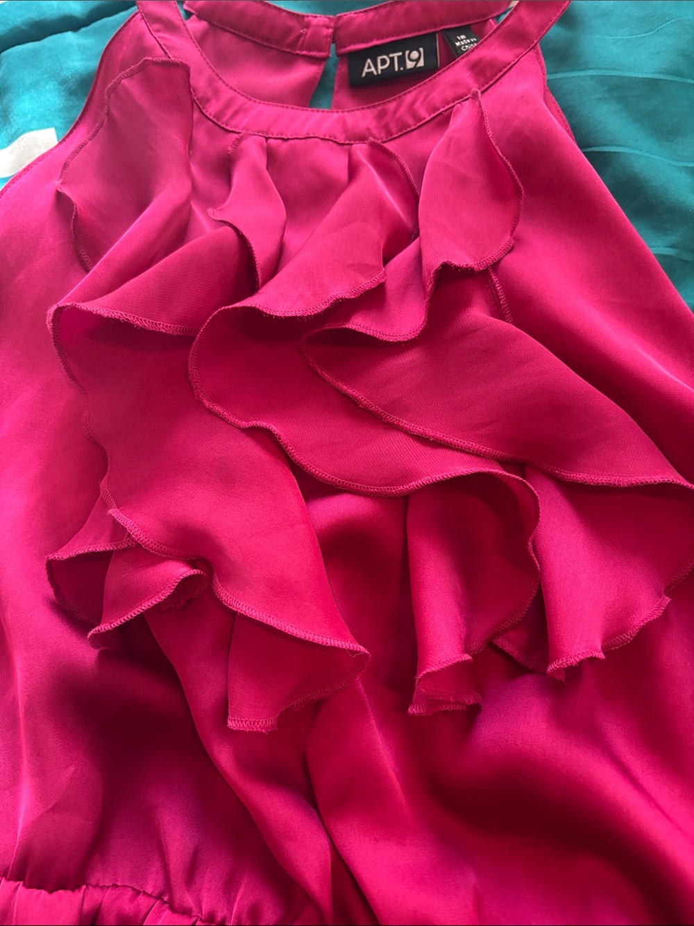 Women’s Fuchsia Ruffle Halter Dress - Picture 3 of 7